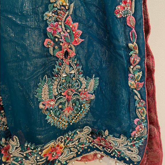 Pakistani wedding formal wear salwar kameez blue medium - Picture 4 of 11